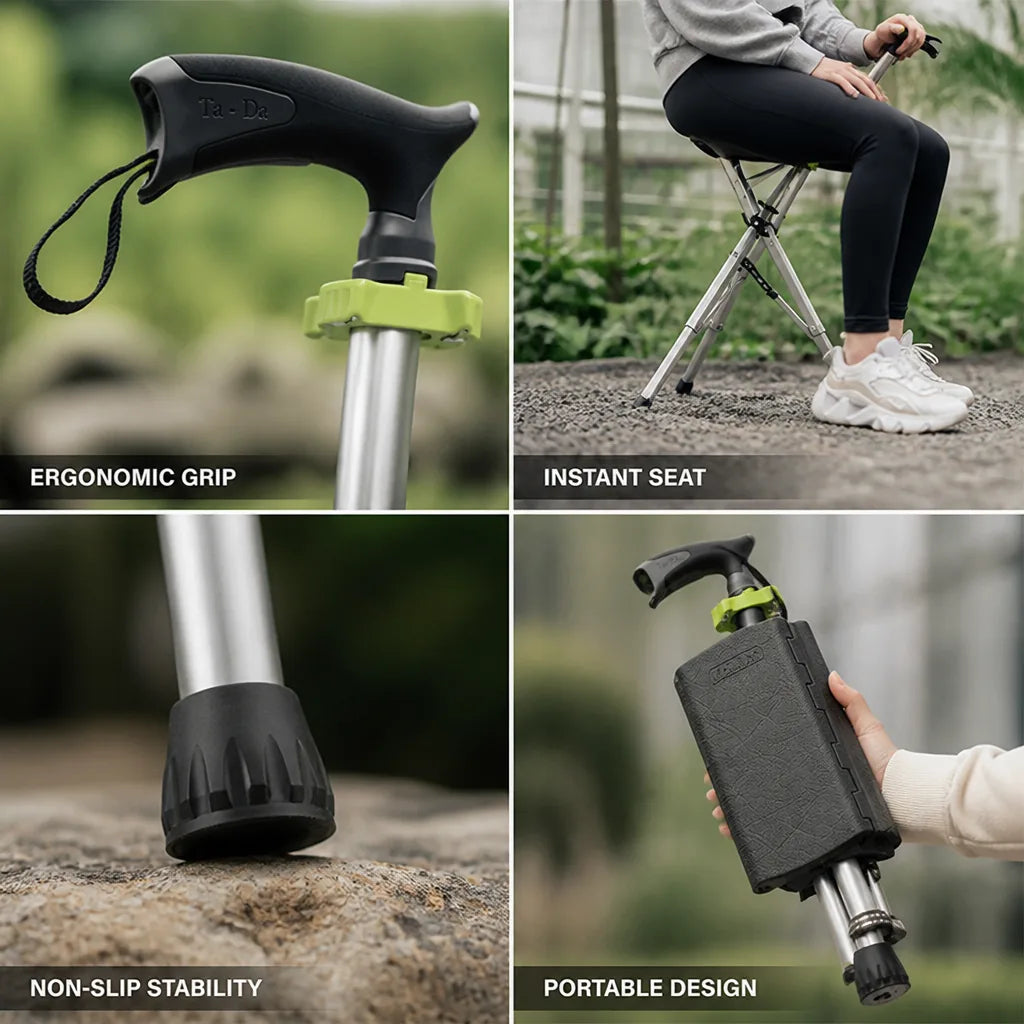 Mobility Crutch Fold-Out Massage Seat Stainless Steel