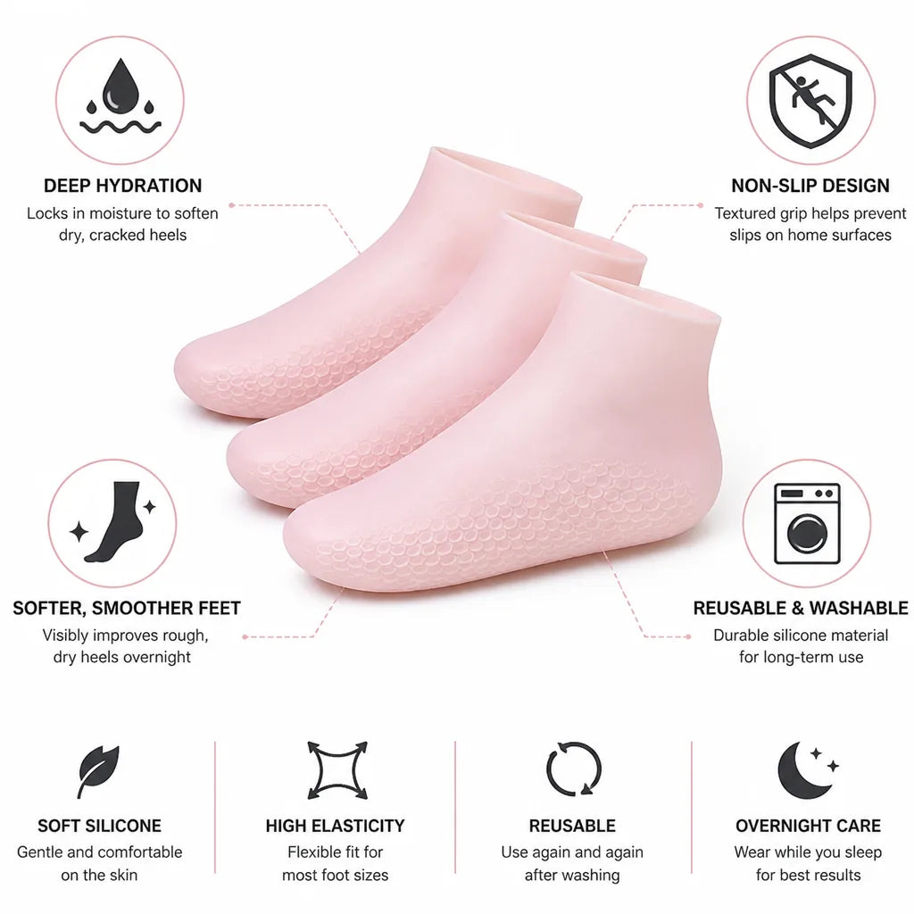 Moisturizing Heel Socks Silicone Non-Slip Set of 3