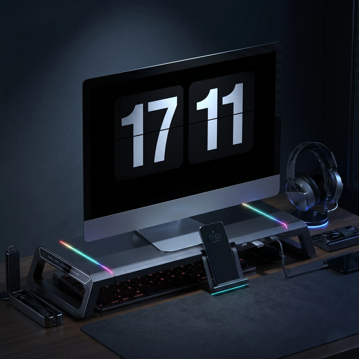 Monitor Stand Height Riser & RGB Lighting