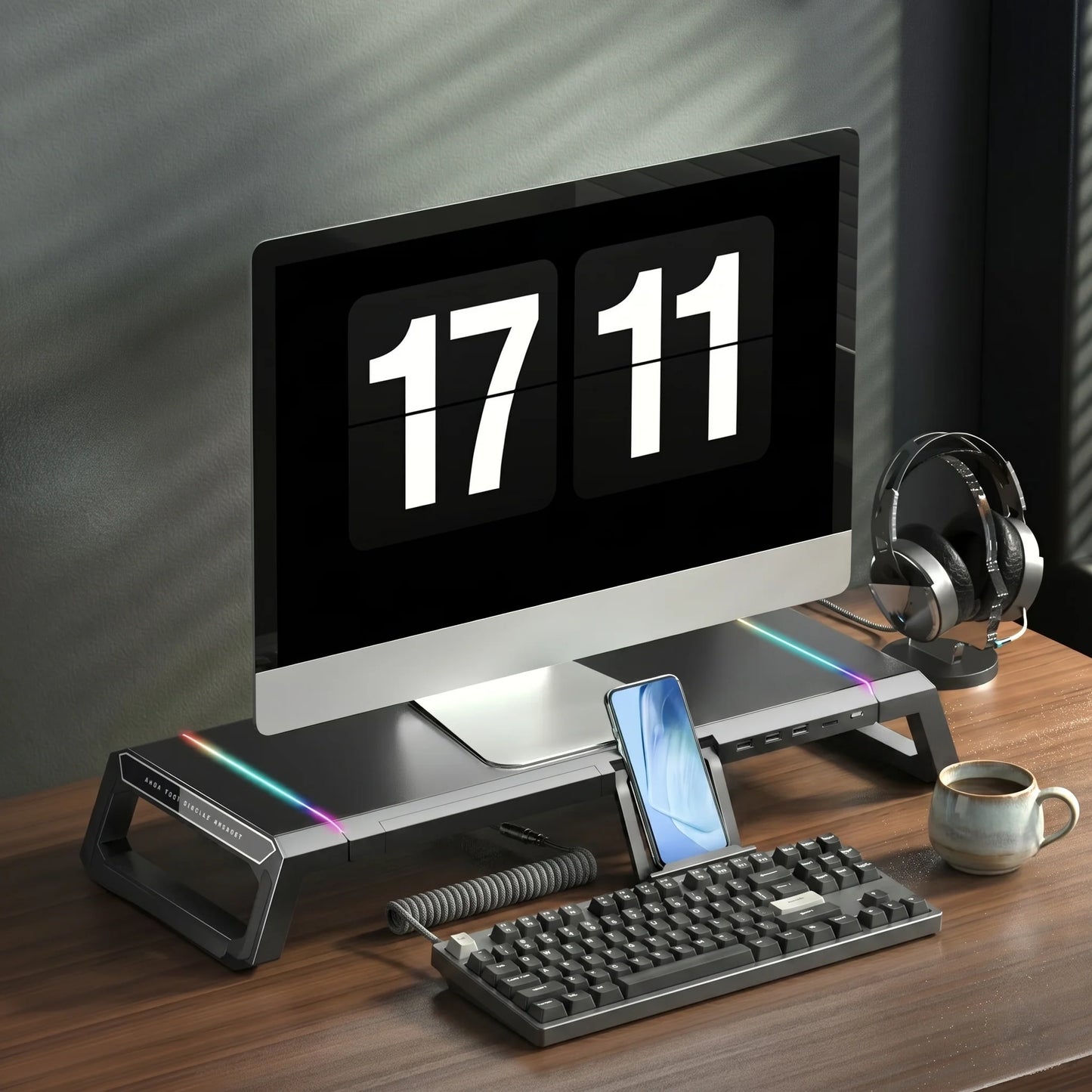 Monitor Stand Height Riser & RGB Lighting