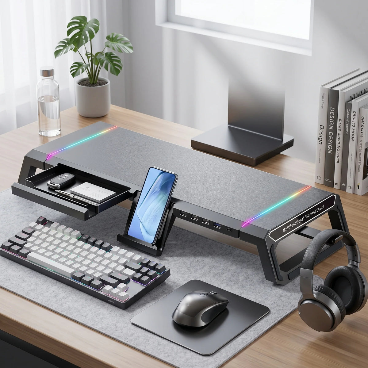 Monitor Stand Height Riser & RGB Lighting