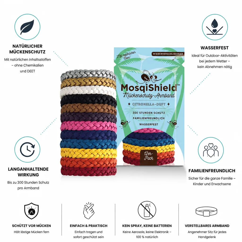 Mosquito Repellent Bracelet Waterproof Natural 12 Pack