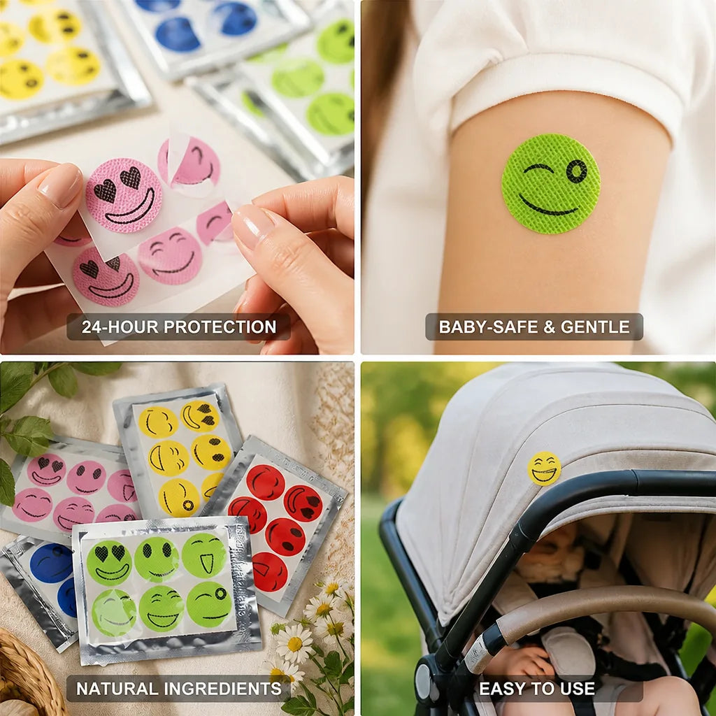 Mosquito Repellent Stickers Baby-Safe Natural Essential Oils 24-Hour Protection