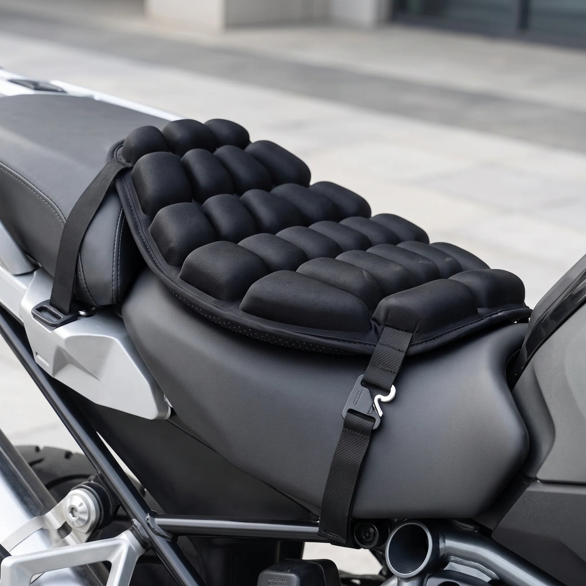 Motorcycle Seat Cushion Inflatable Ventilated Cells Adjustable Straps