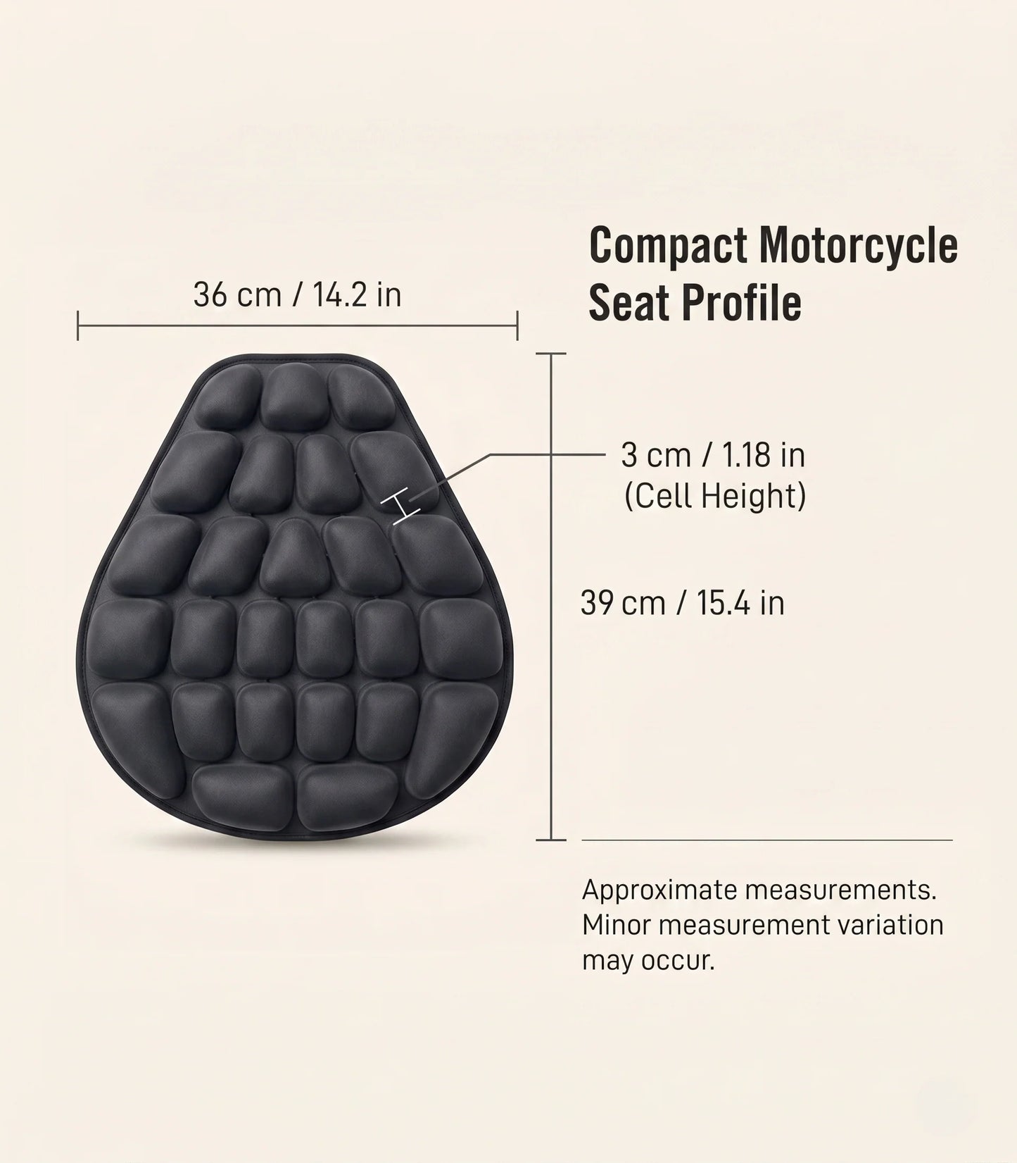 Motorcycle Seat Cushion Inflatable Ventilated Cells Adjustable Straps