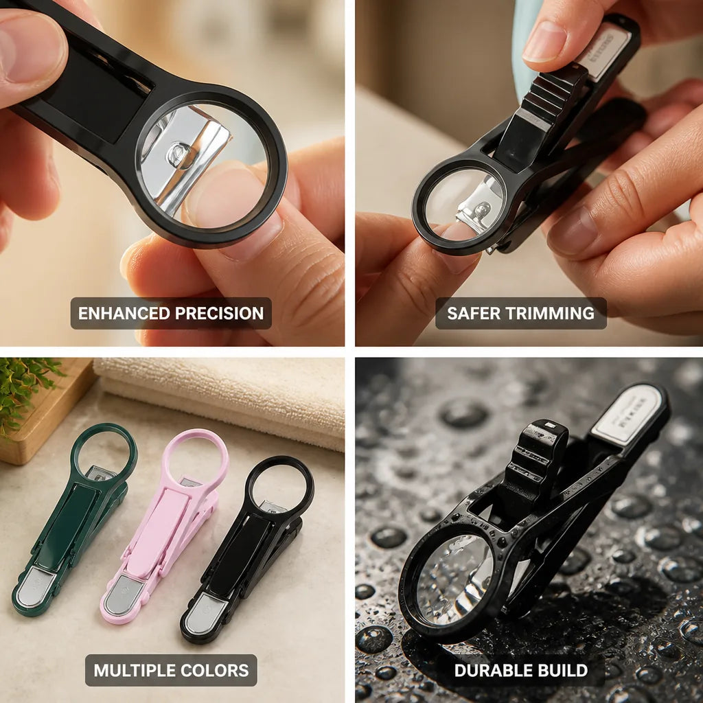 Nail Clipper Built-In Magnifier Precision Trimming