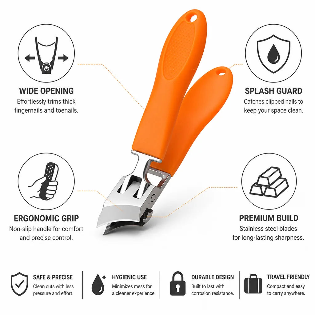Nail Clipper Wide Opening & Splash Guard