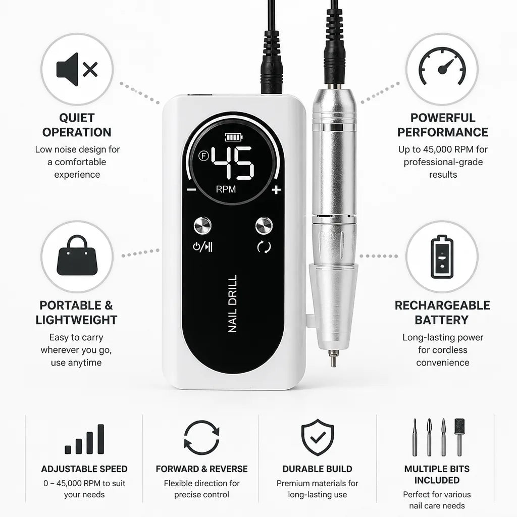 Nail Drill Quiet Powerful Portable