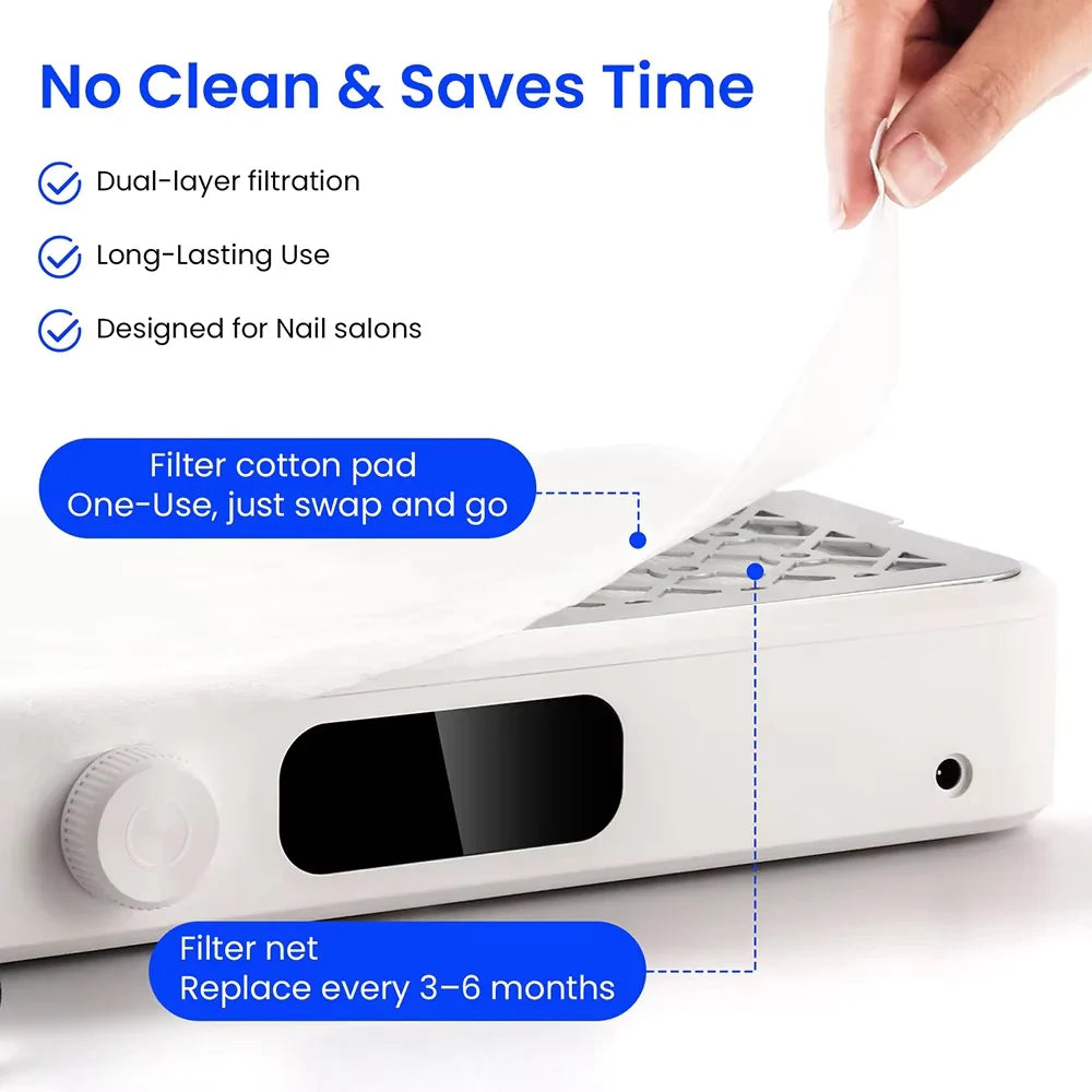 Nail Dust Collector Quiet High-Suction Detachable Filter