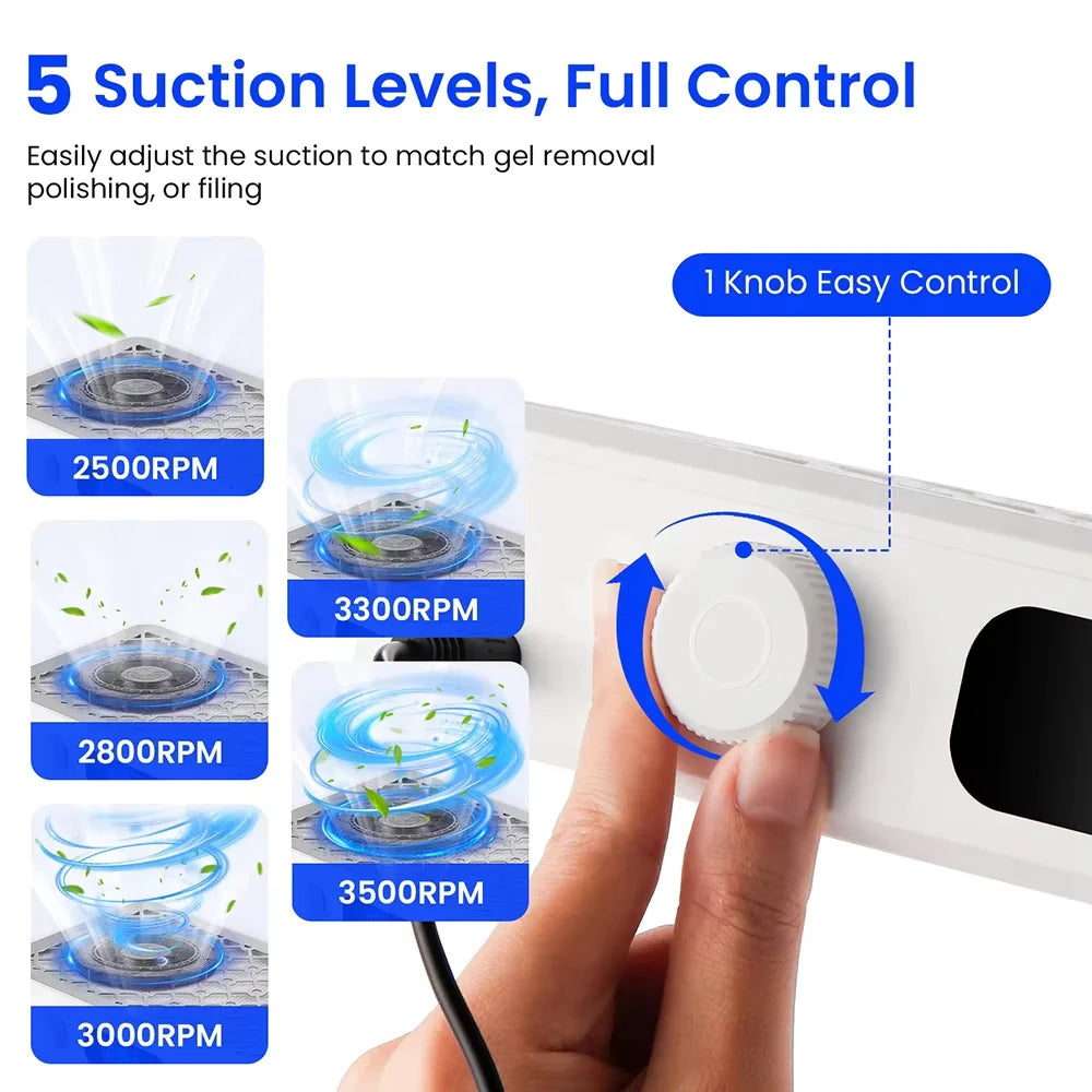 Nail Dust Collector Quiet High-Suction Detachable Filter