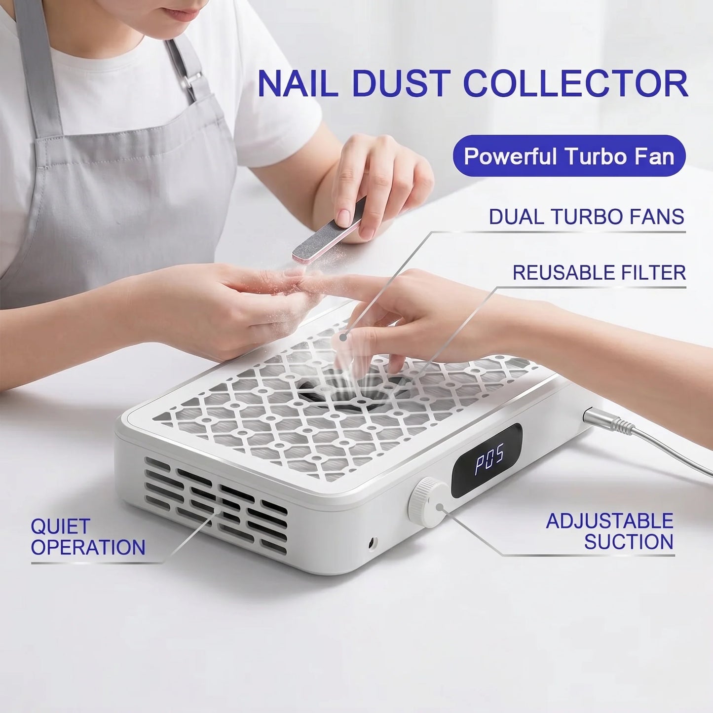 Nail Dust Collector Quiet High-Suction Detachable Filter