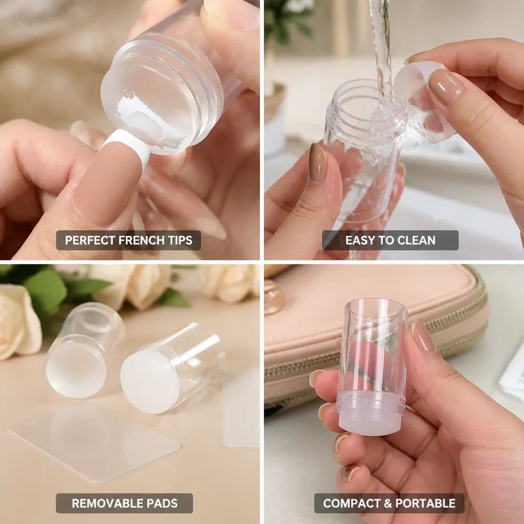 Nail Stamper French Tip Soft Silicone & Scraper