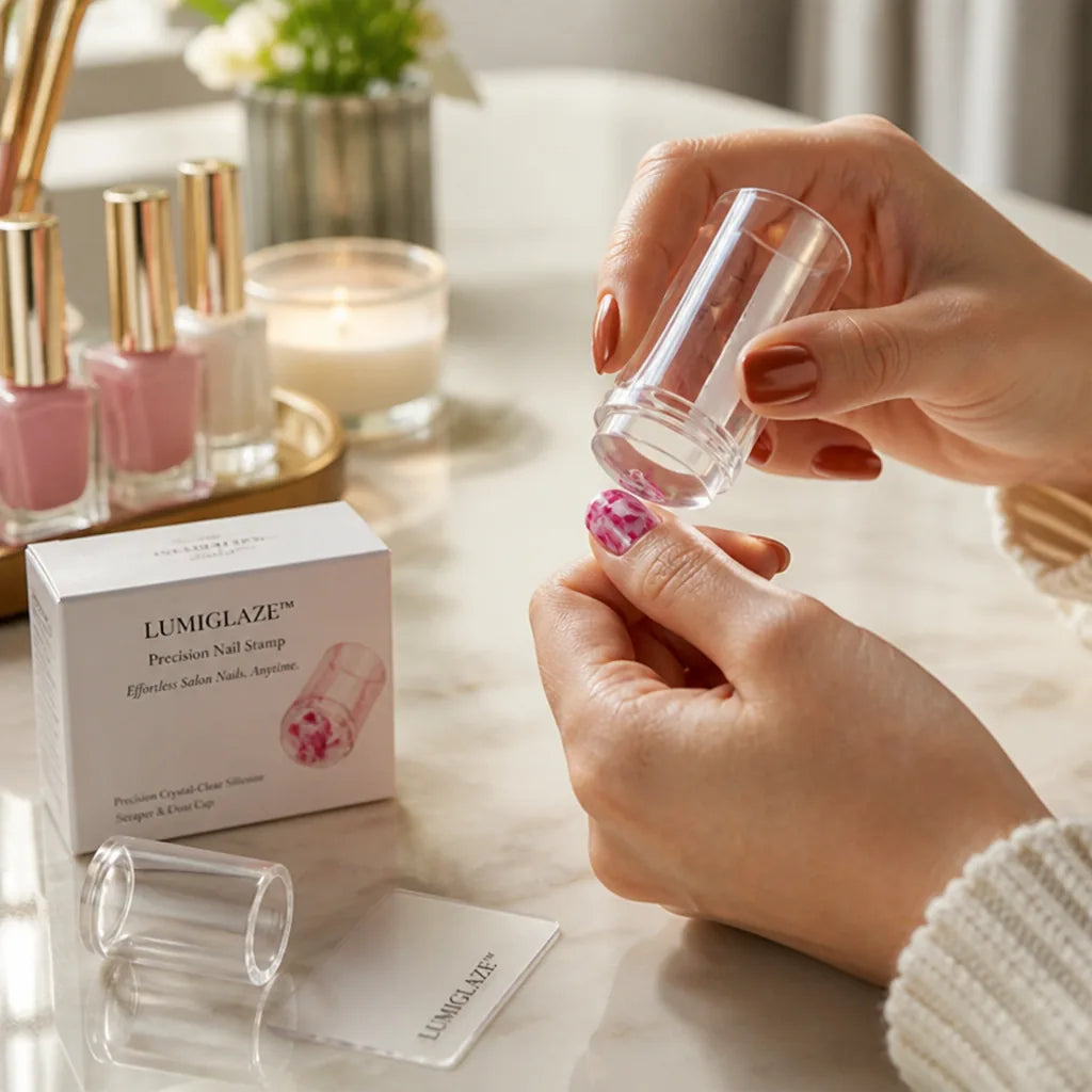 Nail Stamper Precision Crystal-Clear Silicone Scraper & Dust Cap