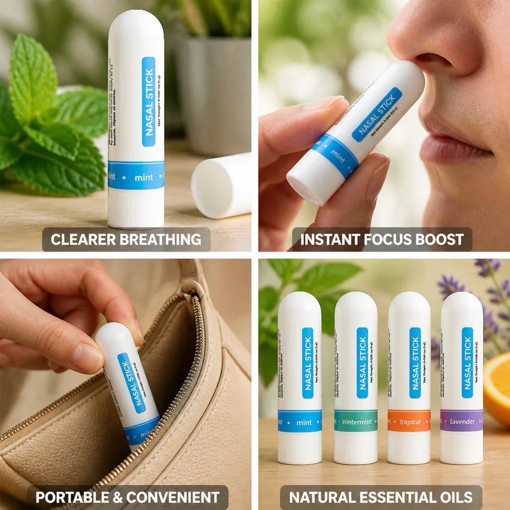 Nasal Inhaler Sticks Menthol & Essential Oils Set of 4