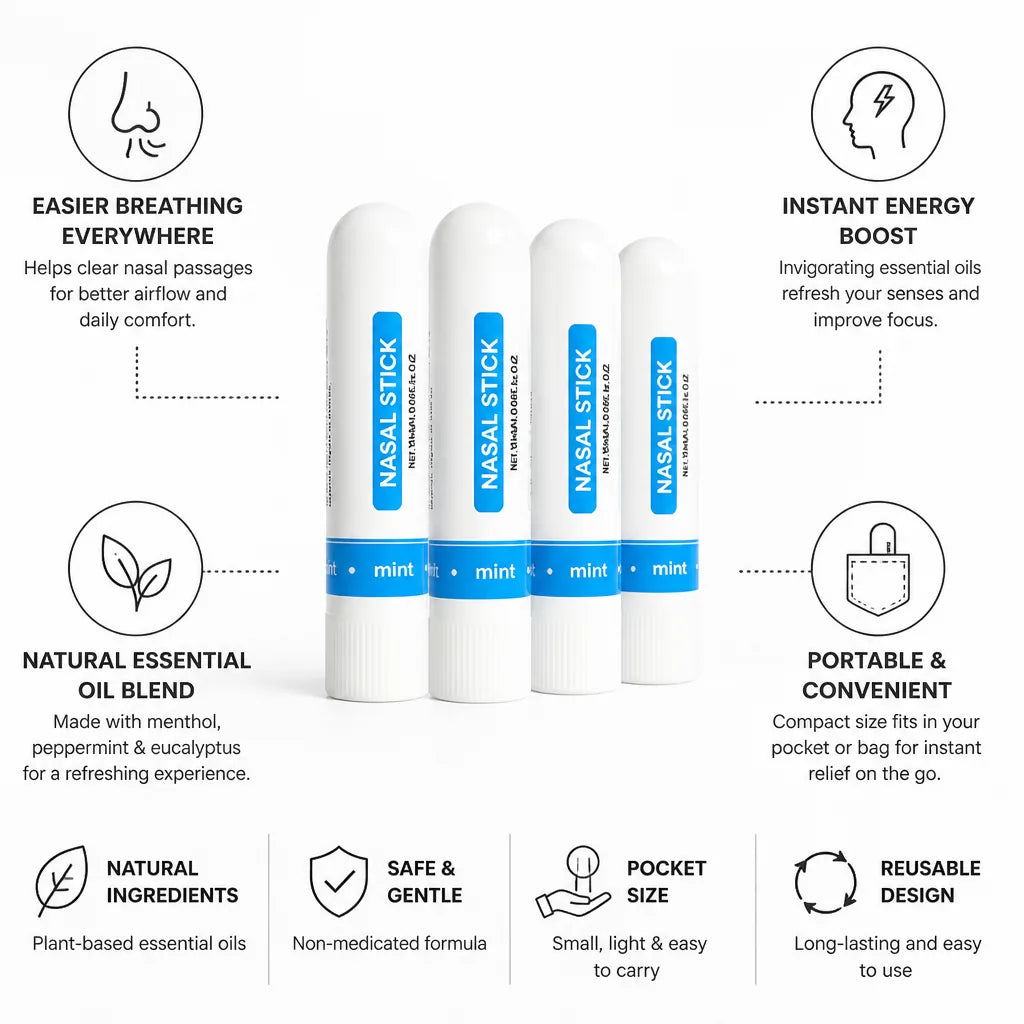 Nasal Inhaler Sticks Menthol & Eucalyptus Pack Of 4