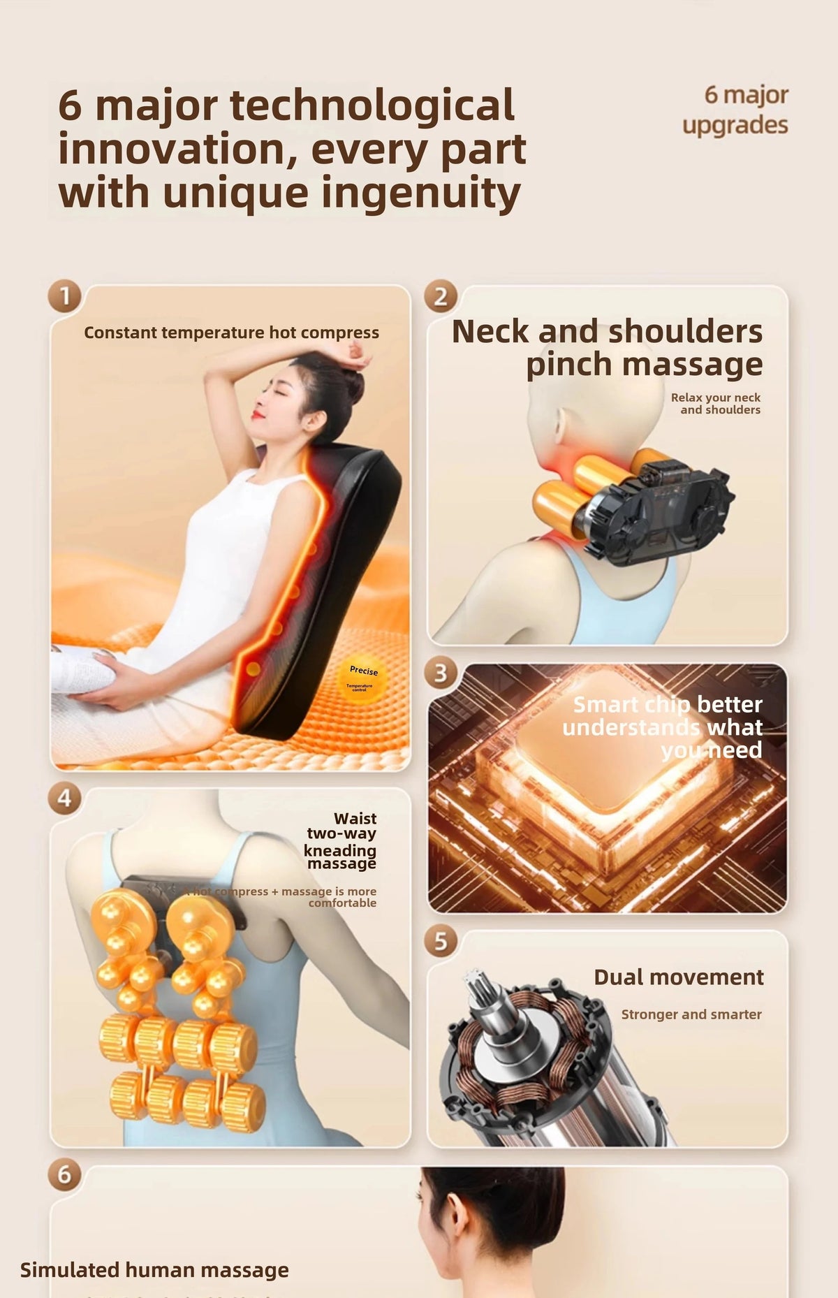 Neck & Back Massage Pillow Shiatsu Deep Kneading Soothing Heat