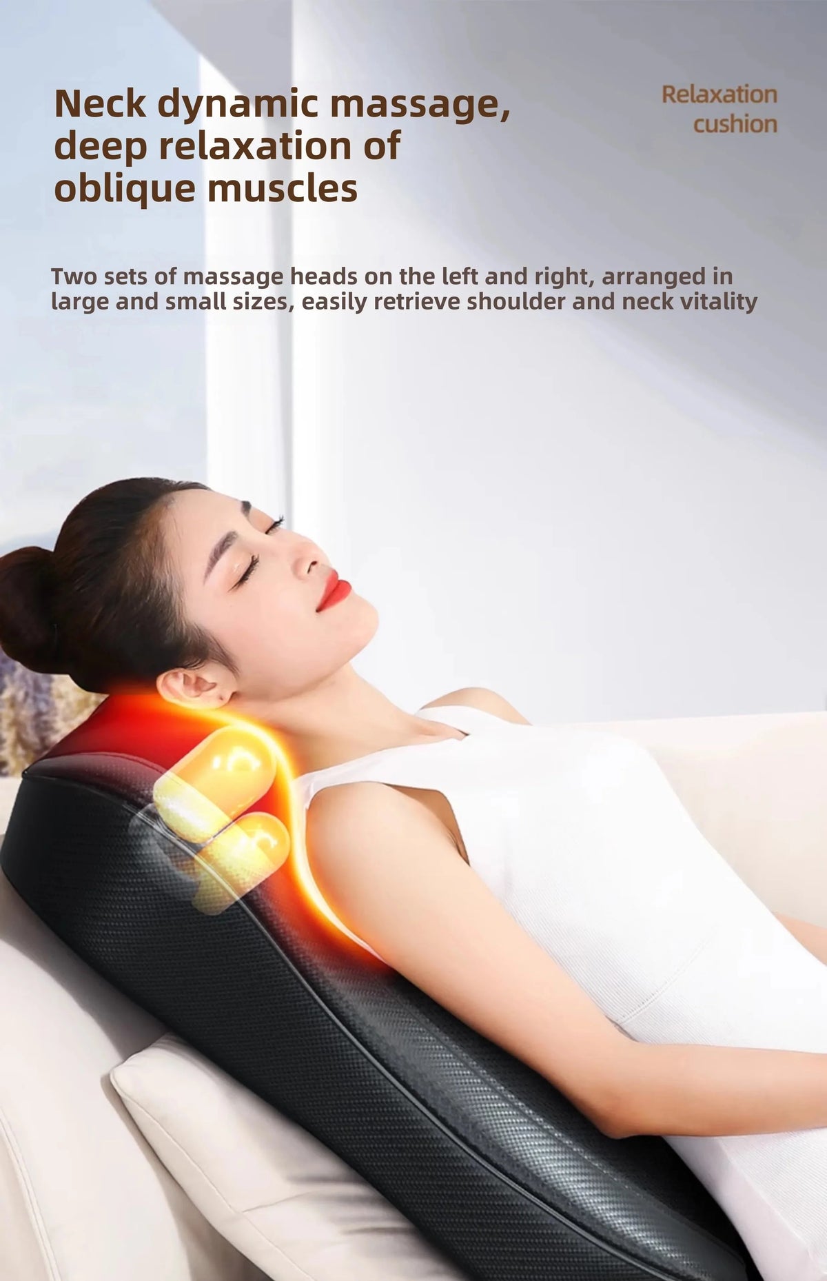 Neck & Back Massage Pillow Shiatsu Deep Kneading Soothing Heat