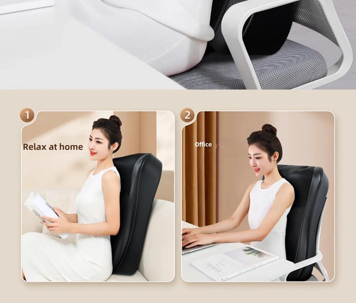 Neck & Back Massage Pillow Shiatsu Deep Kneading Soothing Heat