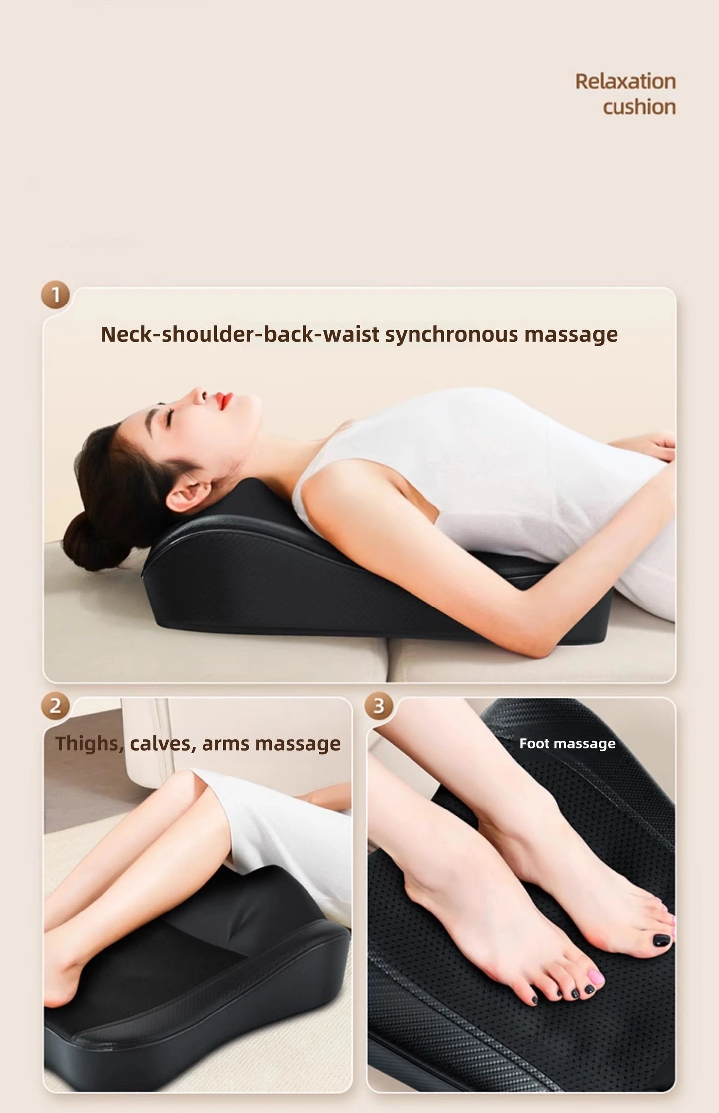 Neck & Back Massage Pillow Shiatsu Deep Kneading Soothing Heat