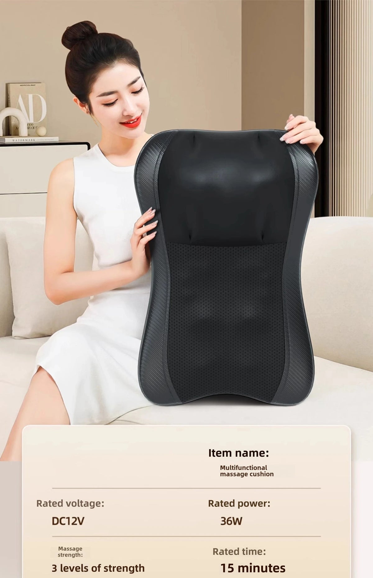 Neck & Back Massage Pillow Shiatsu Deep Kneading Soothing Heat
