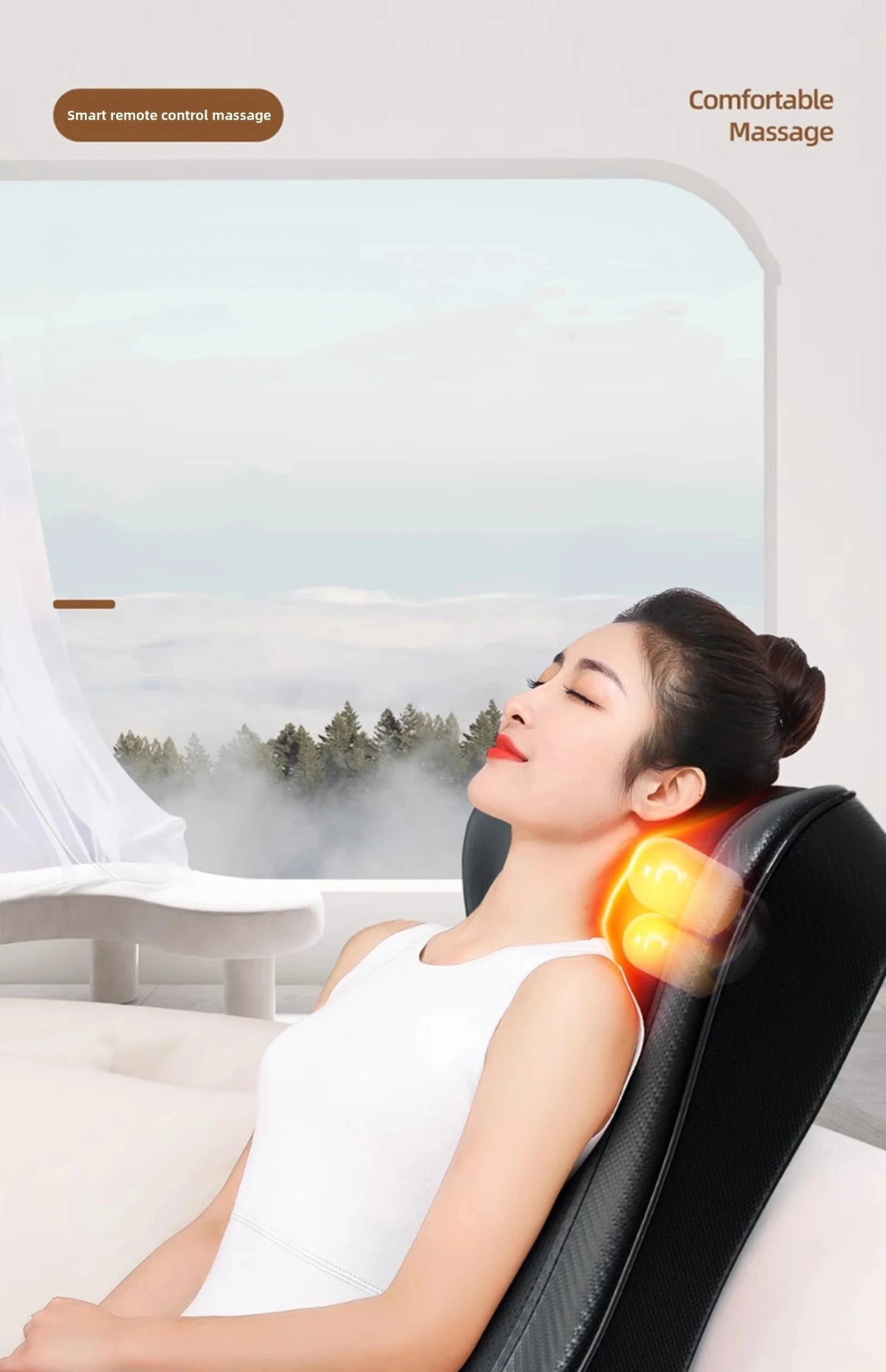 Neck & Back Massage Pillow Shiatsu Deep Kneading Soothing Heat