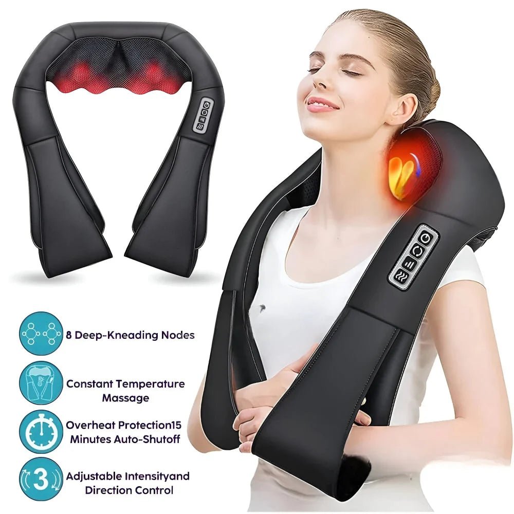 Neck & Back Massager Shiatsu Deep Kneading Heat