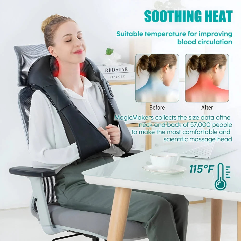 Neck & Back Massager Shiatsu Deep Kneading Heat