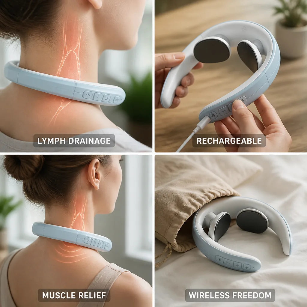 Neck & Body Massager Ultrasound Lymph Drainage Wireless Rechargeable