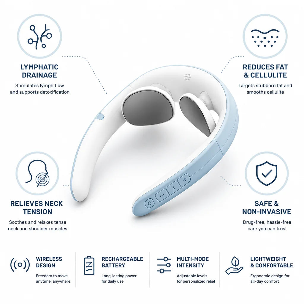 Neck & Body Massager Ultrasound Lymph Drainage Wireless Rechargeable