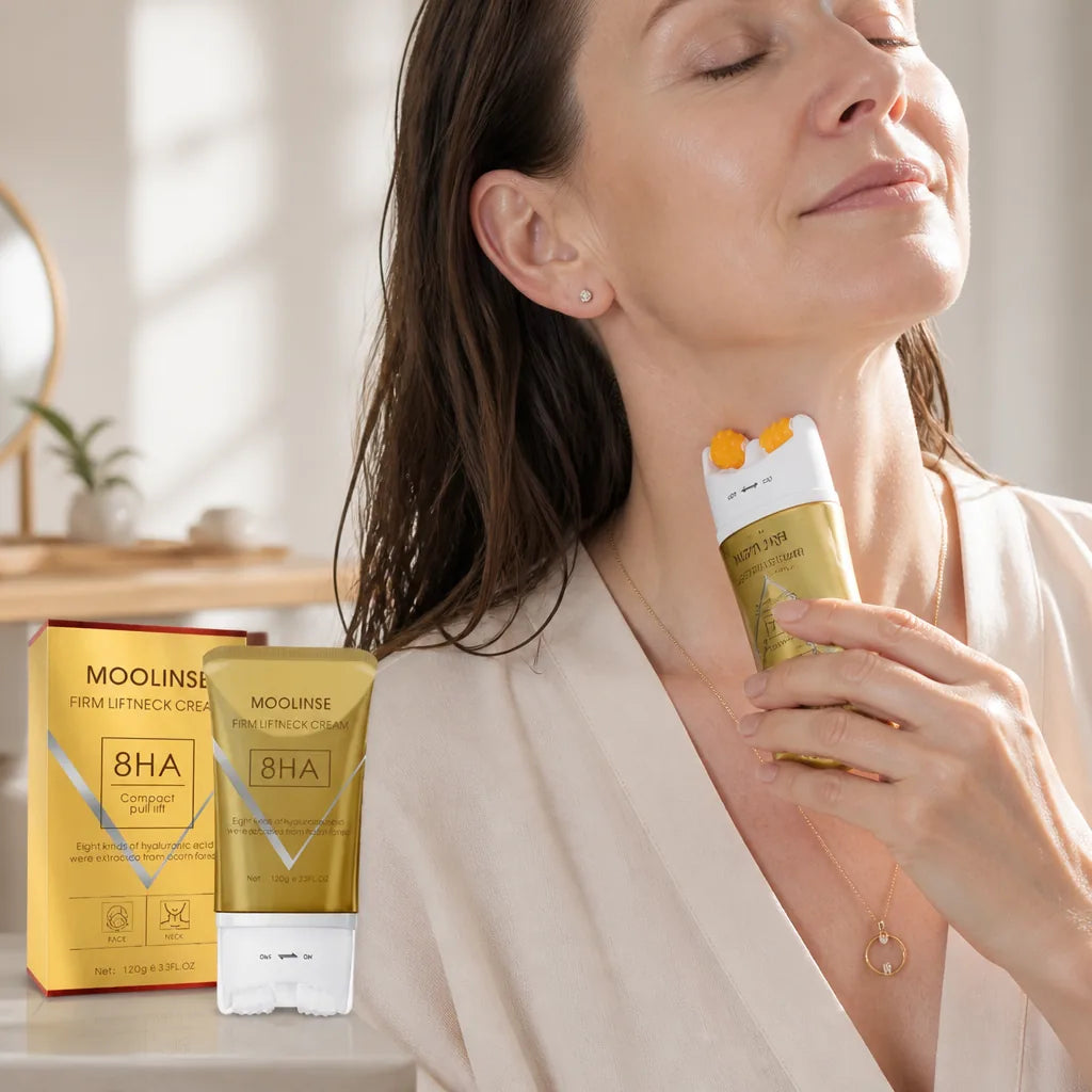 Neck & Décolleté Firming Cream Massage Roller Fast-Absorbing