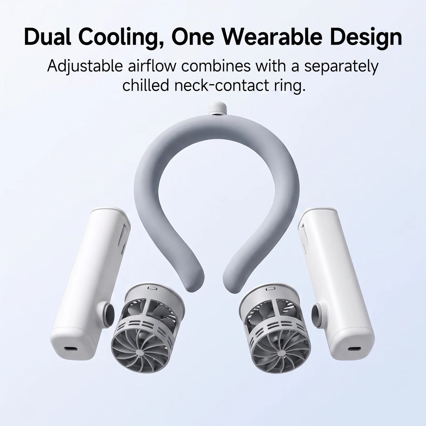 Neck Fan 3-Speed Dual-Turbine Chilled Cooling Ring
