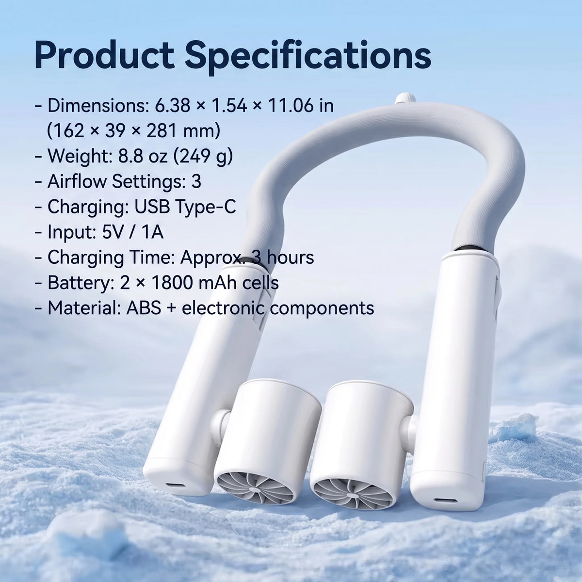 Neck Fan 3-Speed Dual-Turbine Chilled Cooling Ring