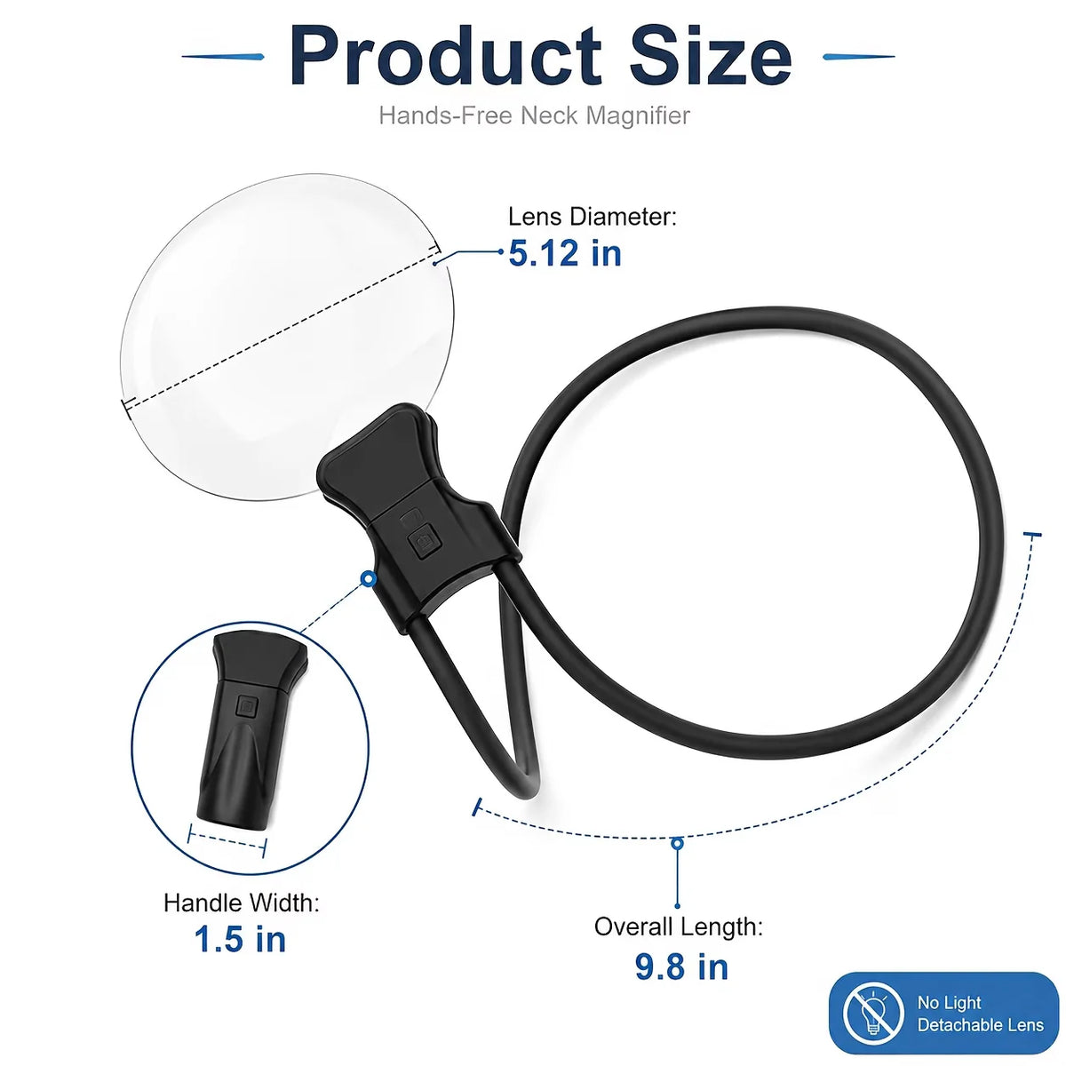 Neck Magnifier Hands-Free Adjustable Focus LED Light