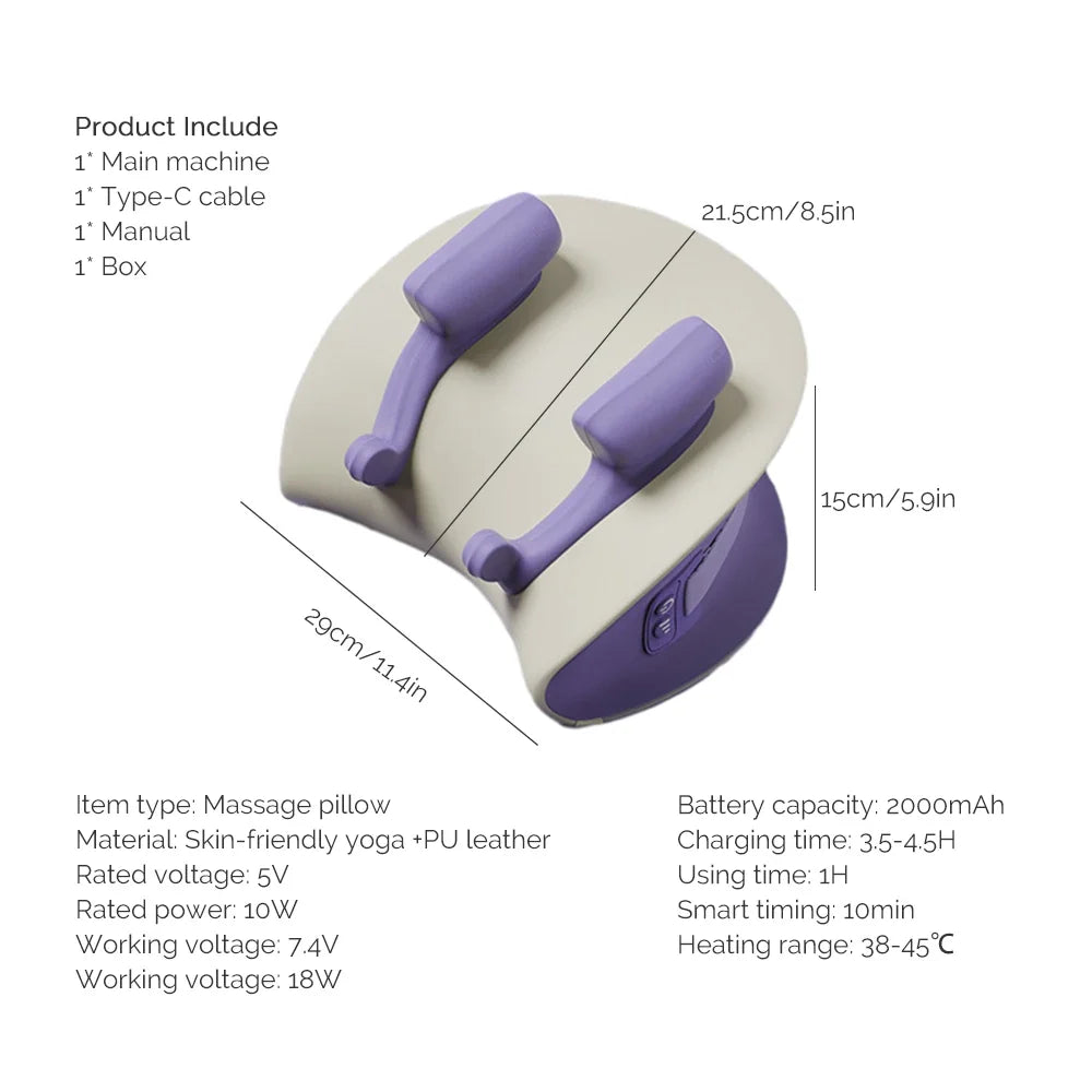 Neck Massage Pillow Wireless 6D Kneading Heated