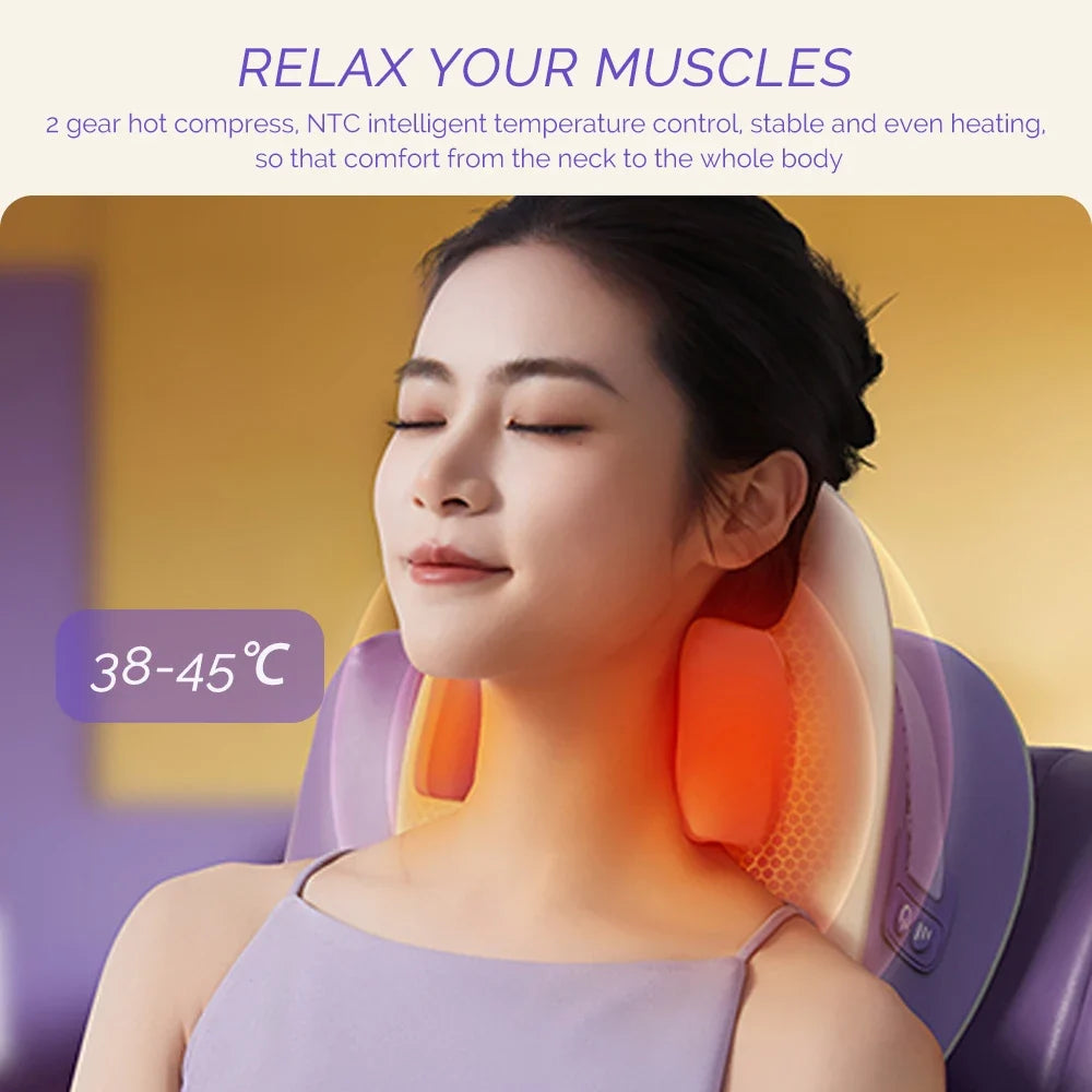 Neck Massage Pillow Wireless 6D Kneading Heated