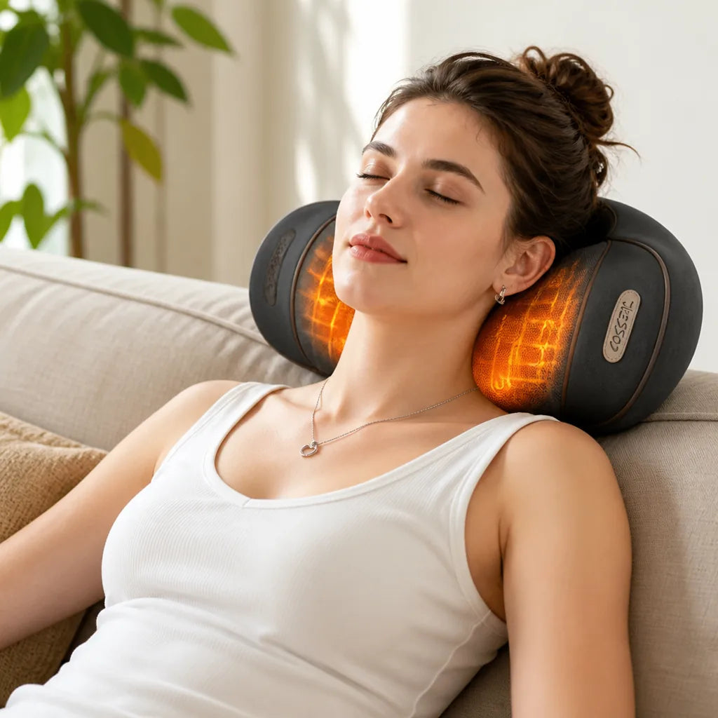 Neck Massager 3-In-1 Massage & Heat Memory Foam Cushion
