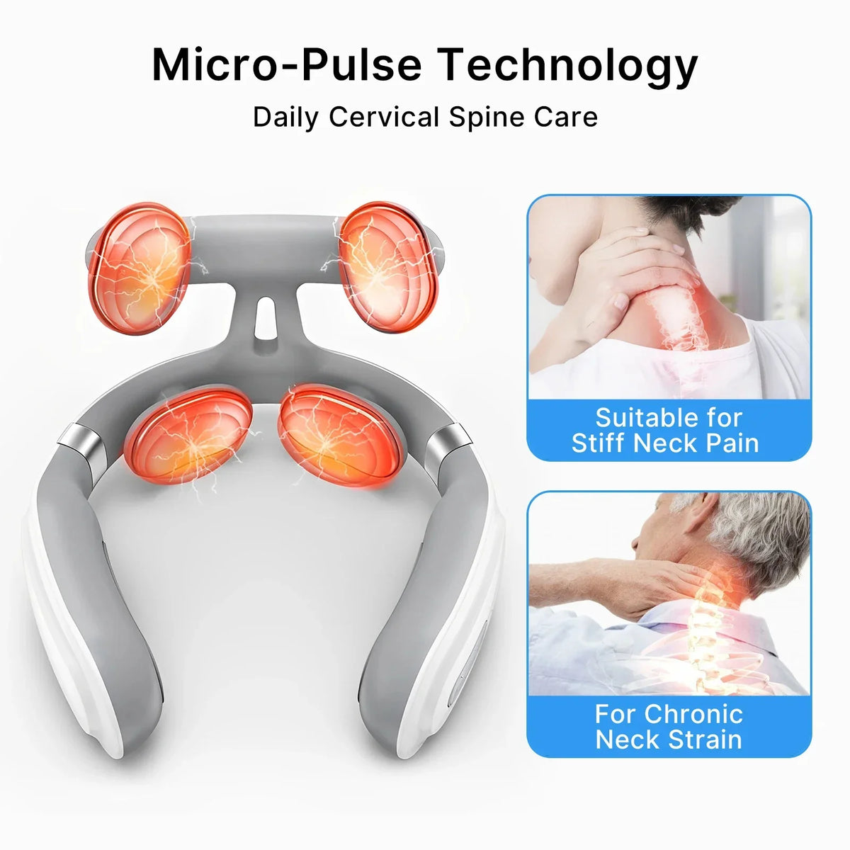 Neck Massager Cordless EMS & Heat Hands-Free