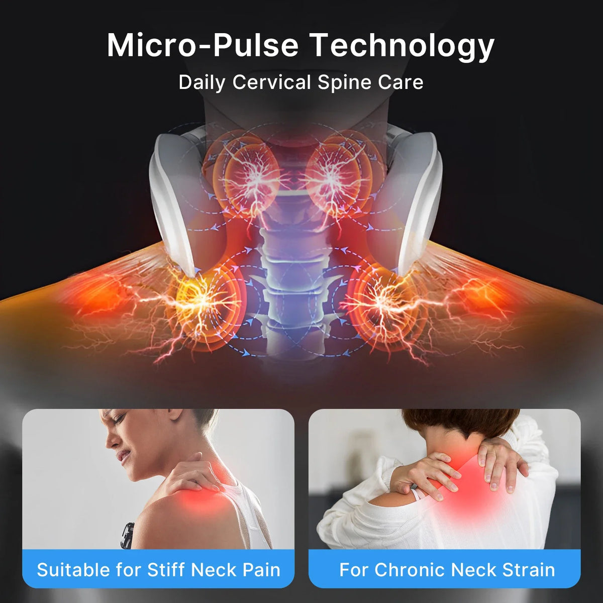 Neck Massager Cordless EMS & Heat Hands-Free