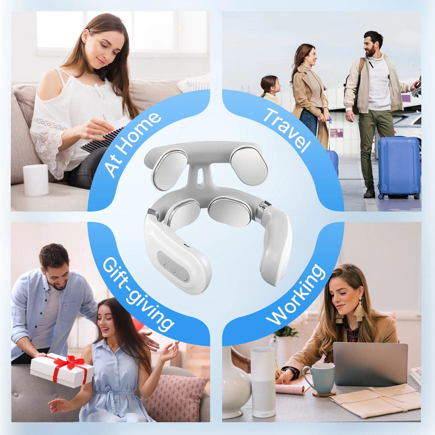Neck Massager Cordless EMS & Heat Hands-Free