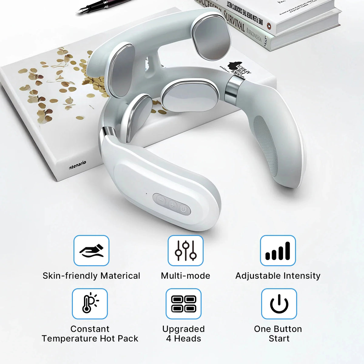 Neck Massager Cordless EMS & Heat Hands-Free