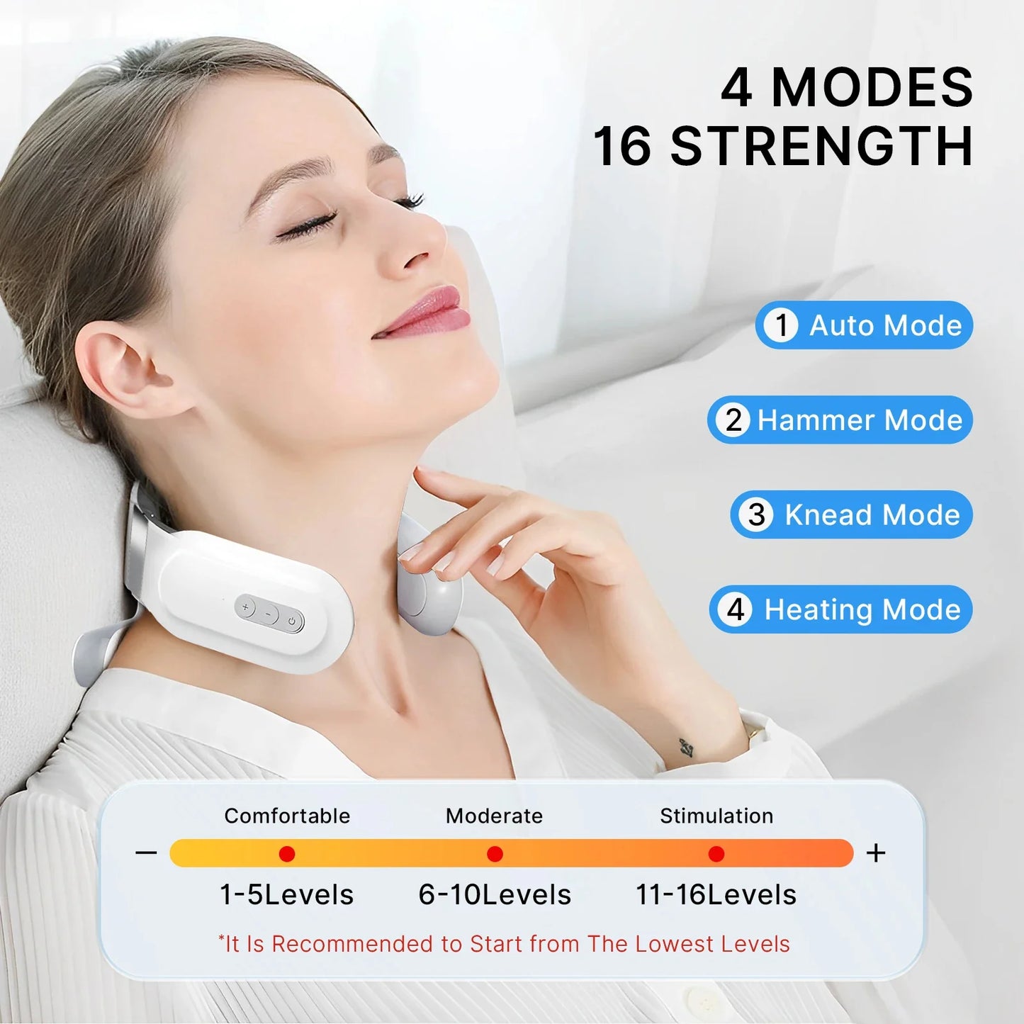 Neck Massager Cordless EMS & Heat Hands-Free