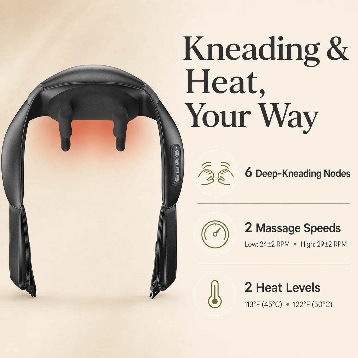 Neck Massager Cordless Shiatsu Heat