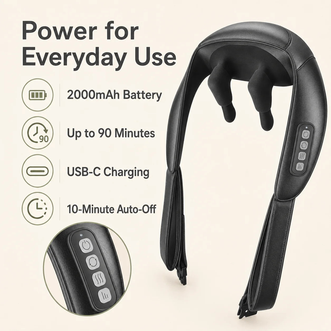 Neck Massager Cordless Shiatsu Heat