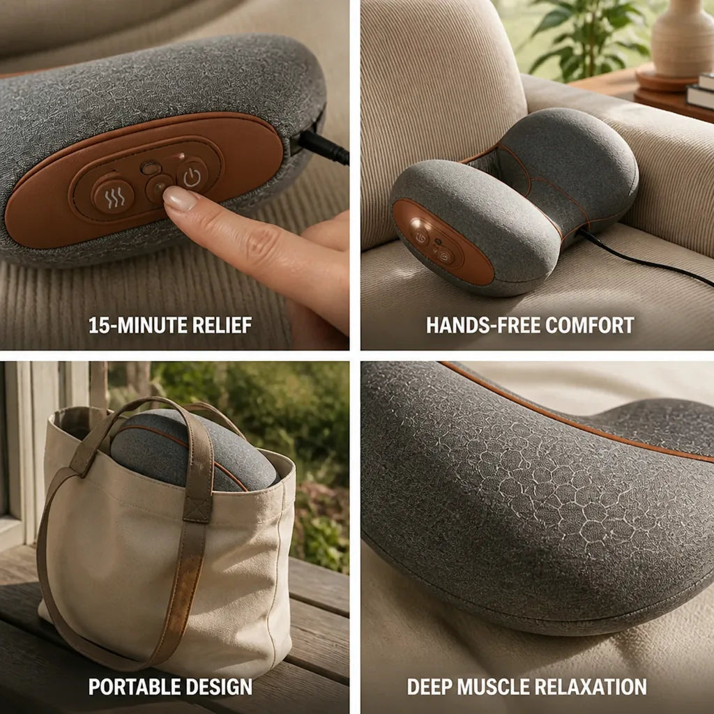 Neck Massager Hands-Free & Portable 15 Minute Relief