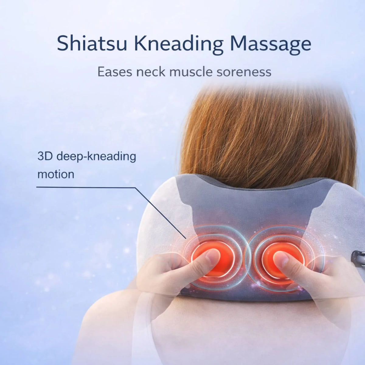 Neck Massager Pillow U-Shaped Memory Foam Kneading & Heat