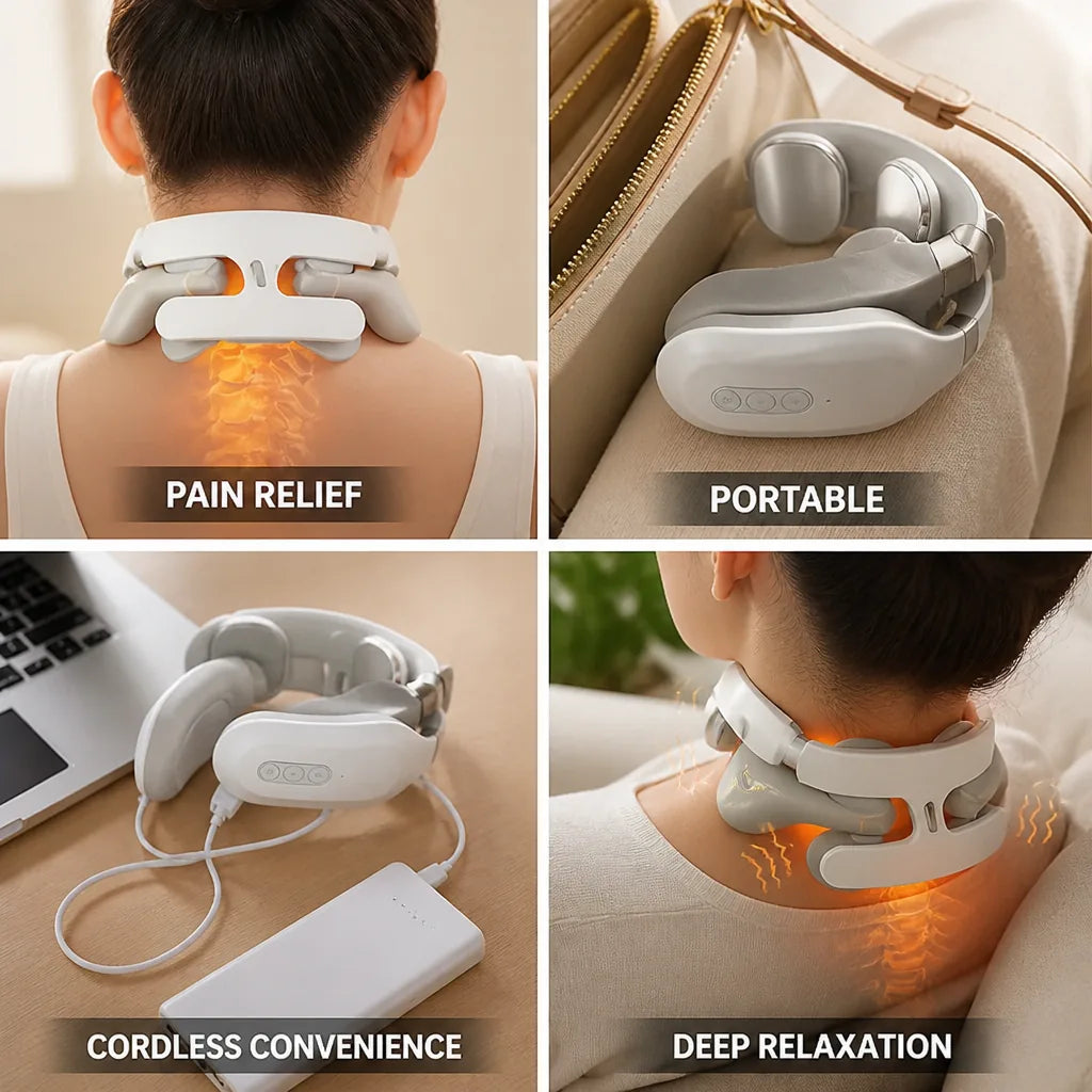 Neck Massager Targeted Heat & Vibration USB Rechargeable