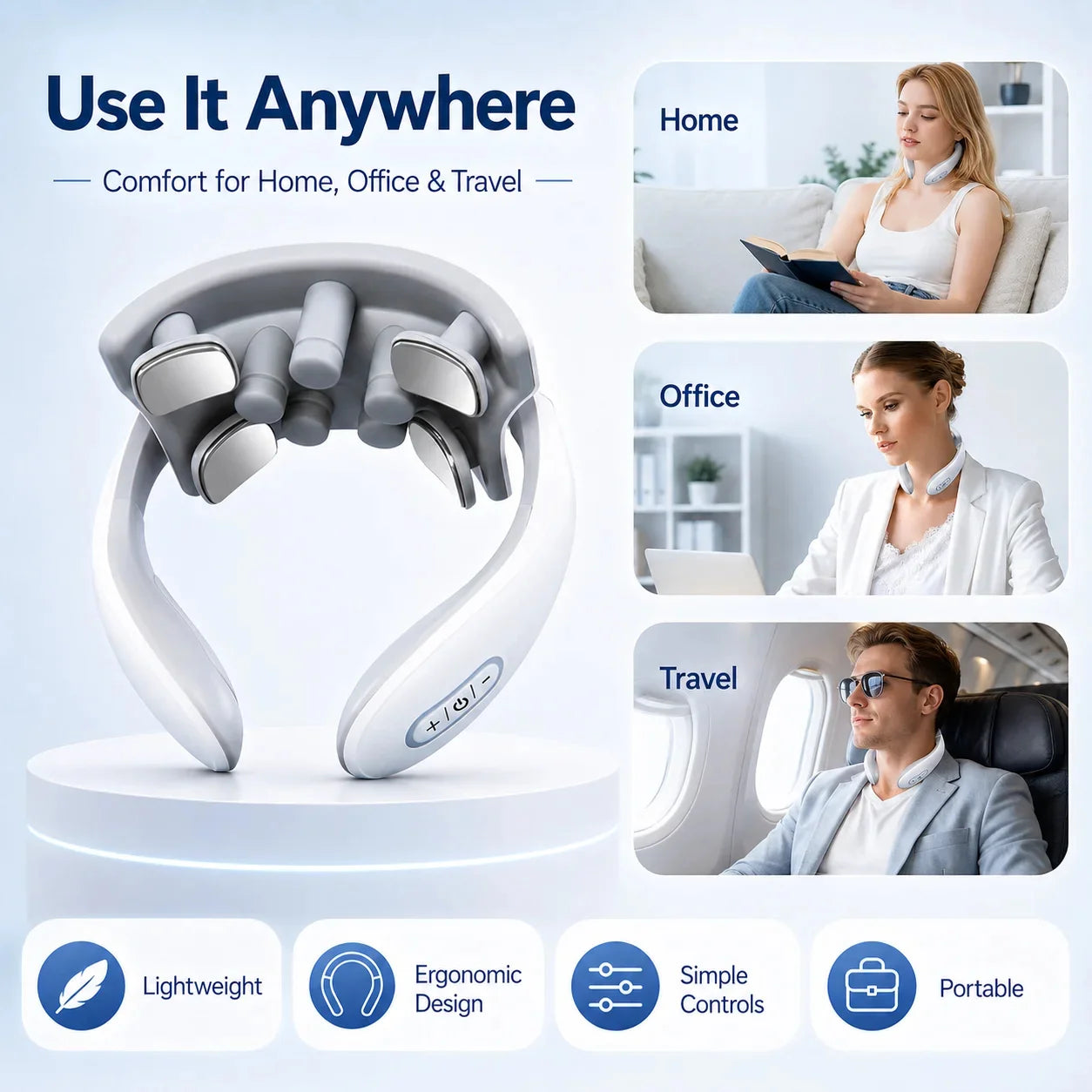 Neck Massager U-Shaped 5 Massage Modes & Gentle Warmth