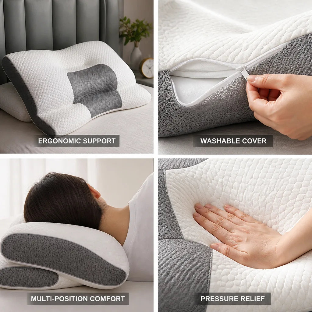 Neck Pillow Contoured Cervical Support Washable Cover