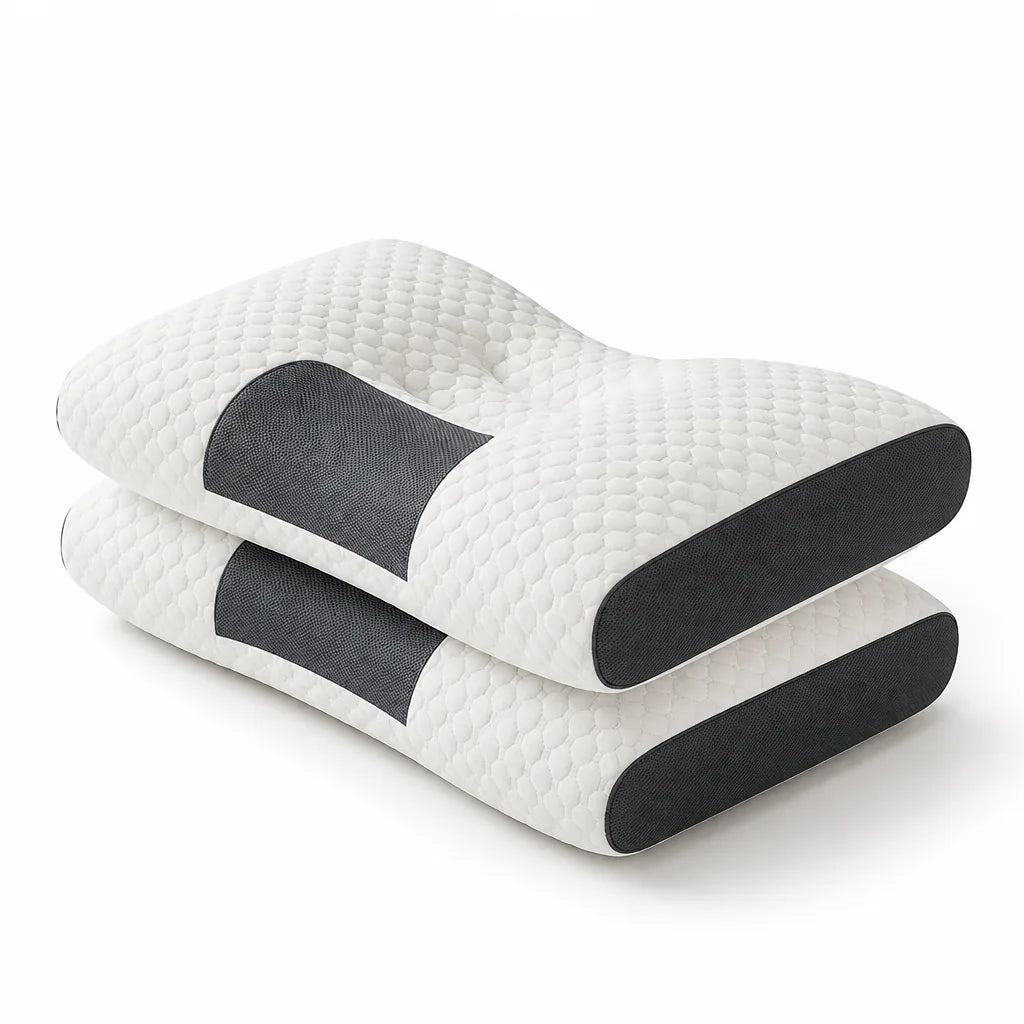 Neck Pillow Contoured Ergonomic Support & Adjustable Firmness 2-Piece
