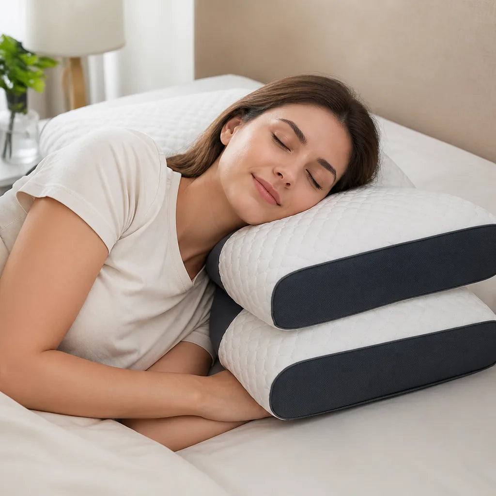 Neck Pillow Contoured Ergonomic Support & Adjustable Firmness 2-Piece
